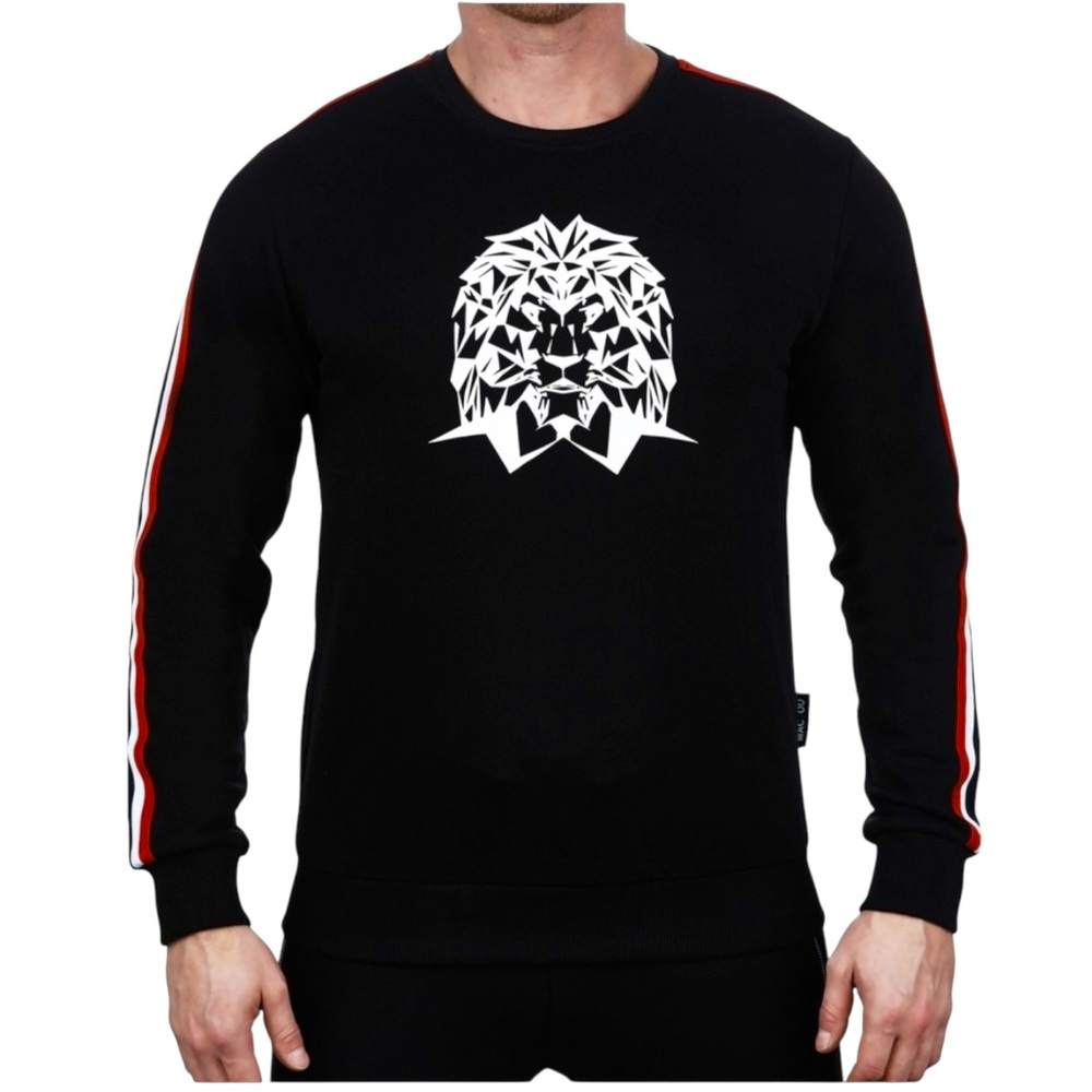 Maceoo Men’s Signature Long Sleeve Sweatshirt Xl Black White Red Sweater